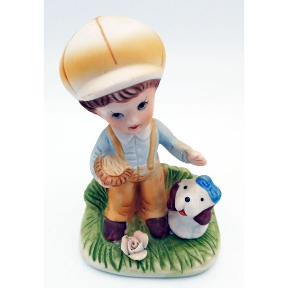 Homco Porcelain Boy with Dog 4.25 Inches Hand Painted Collectible Decor Vintage - Picture 3 of 12